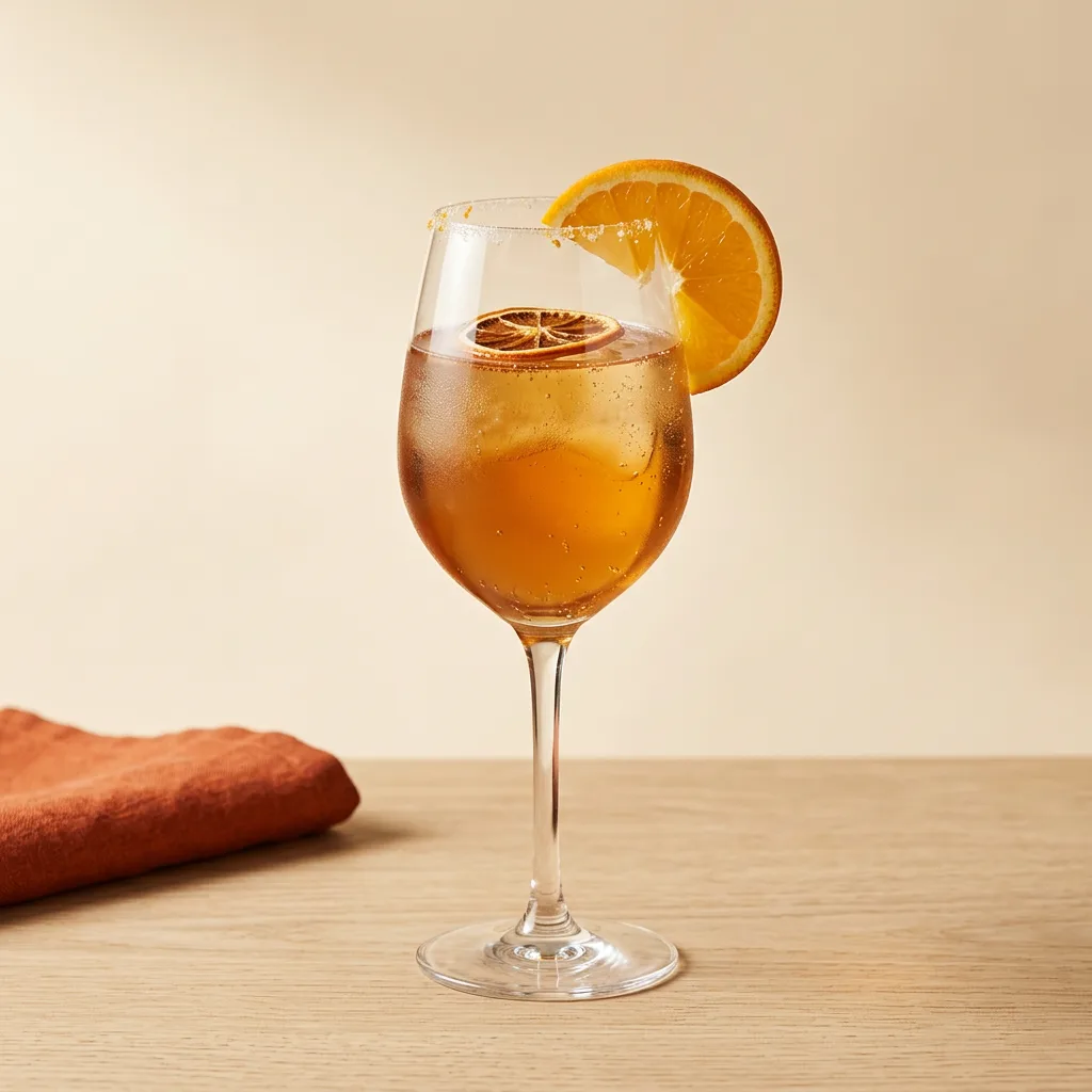 Aperol Fizz cocktail in a wine glass