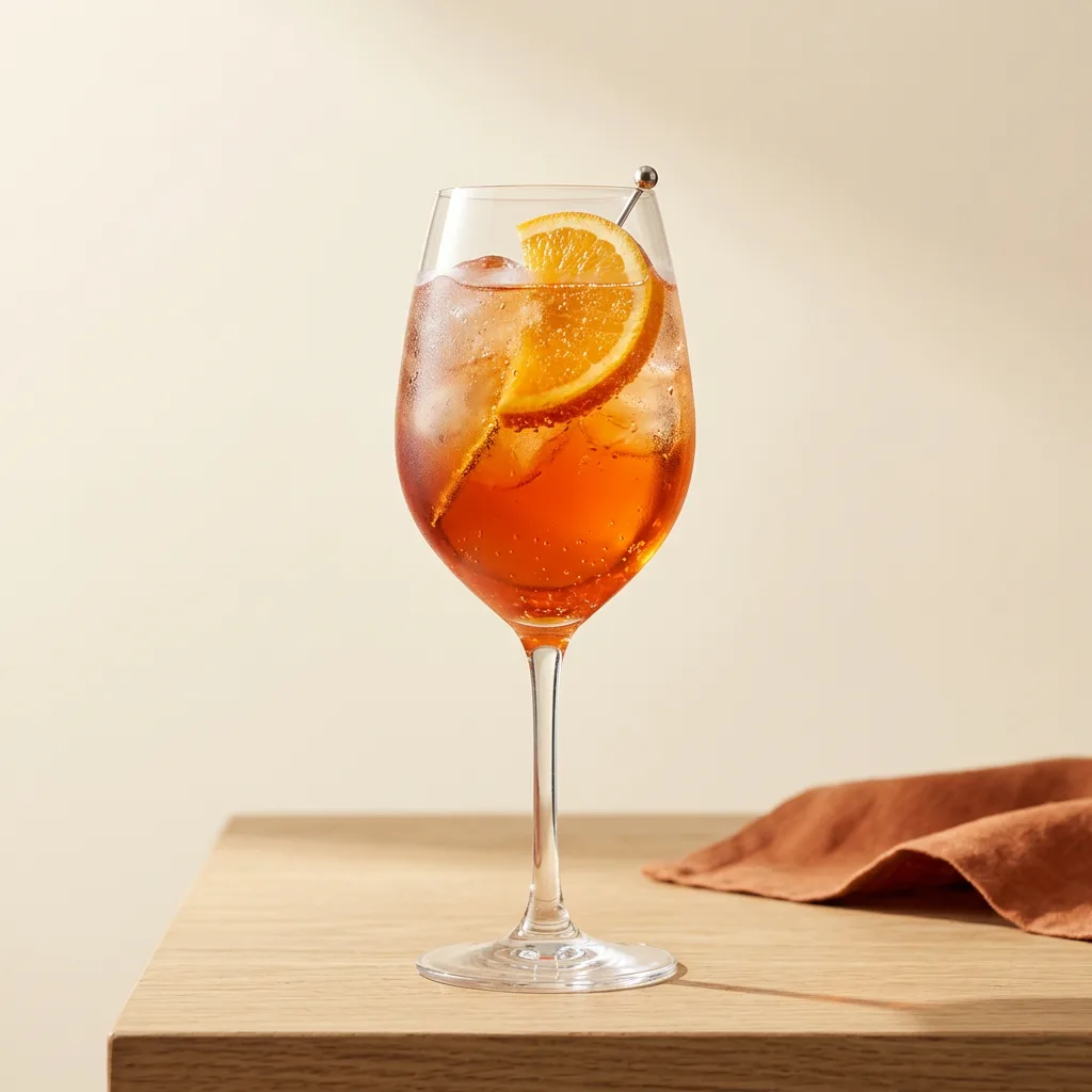 Aperol Spritz cocktail in a wine glass glass