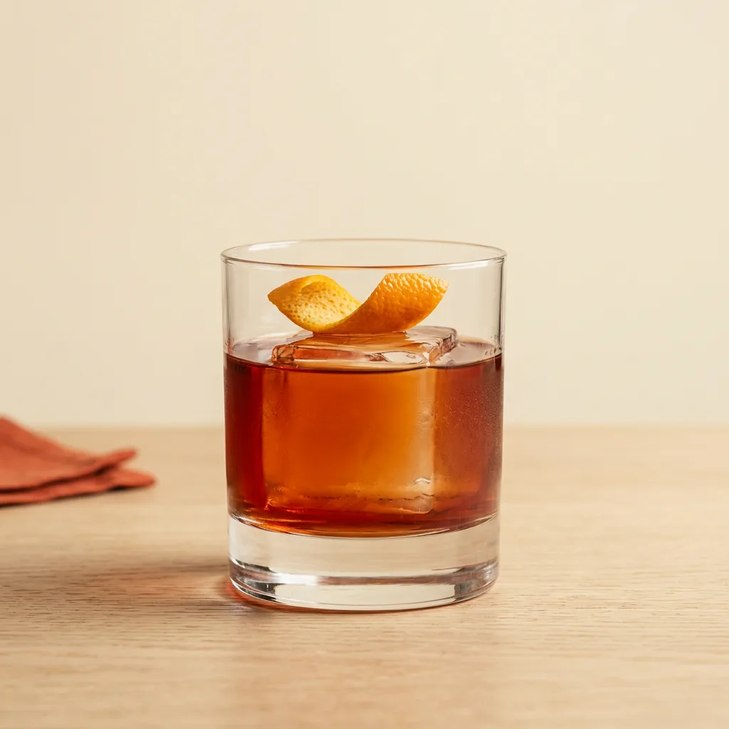 Boulevardier cocktail in a rocks glass