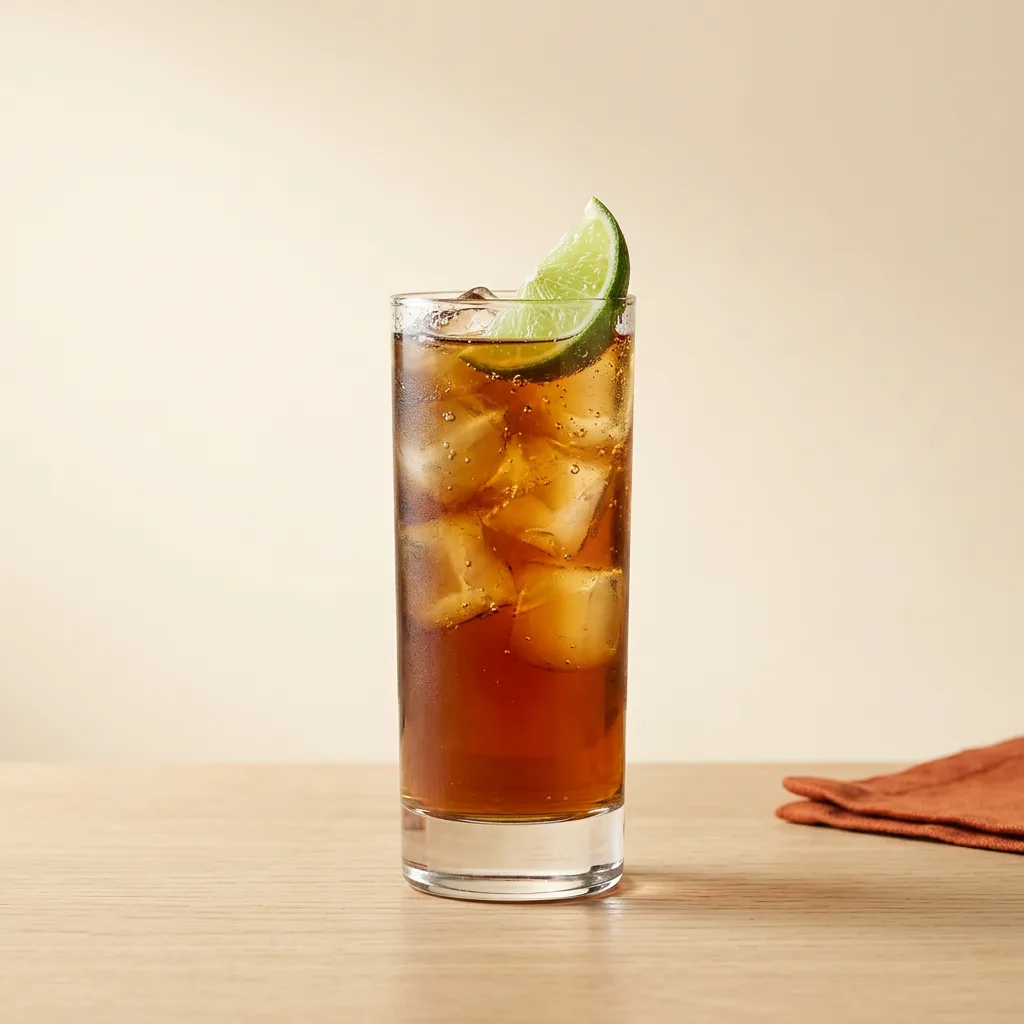 Cuba Libre cocktail in a highball glass