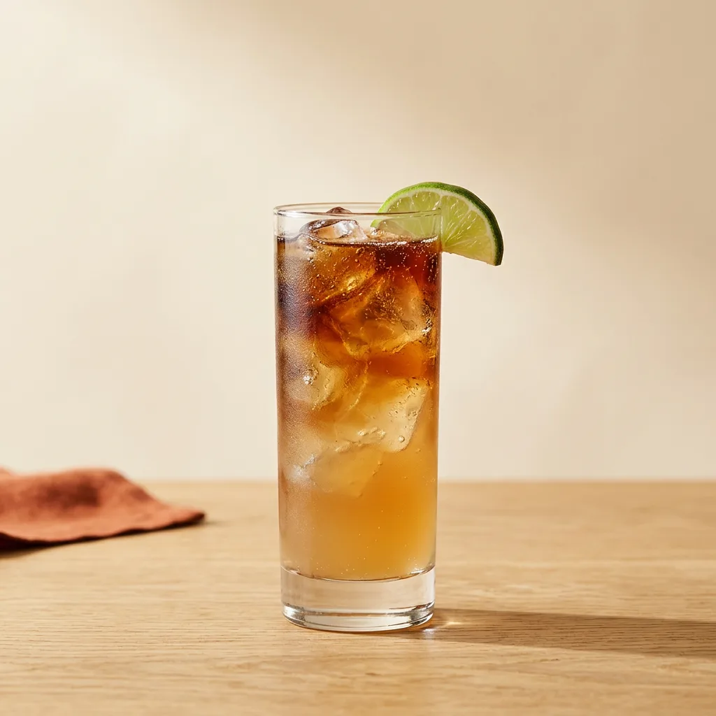 Dark 'n' Stormy cocktail in a highball glass