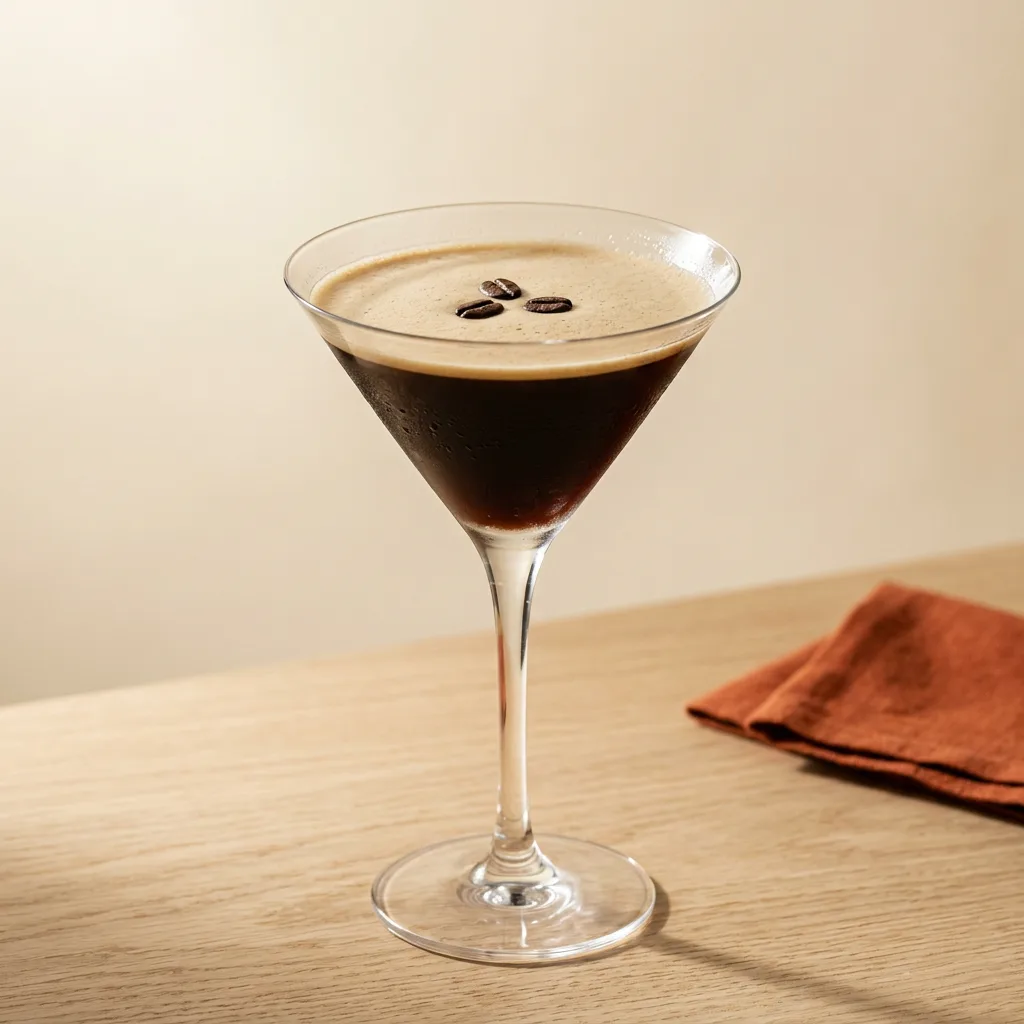 Espresso Martini cocktail in a coupe glass