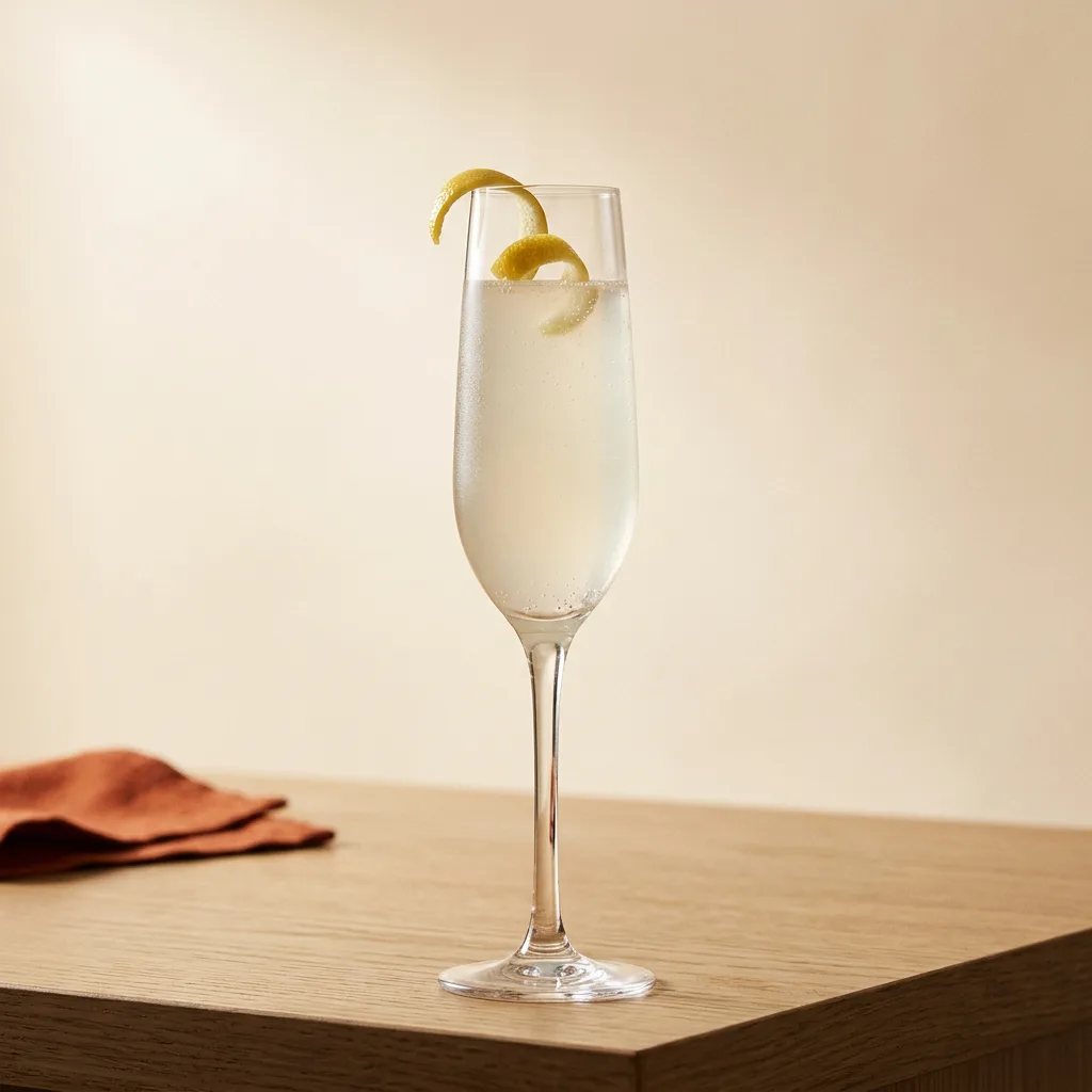 French 75 cocktail in a flute glass