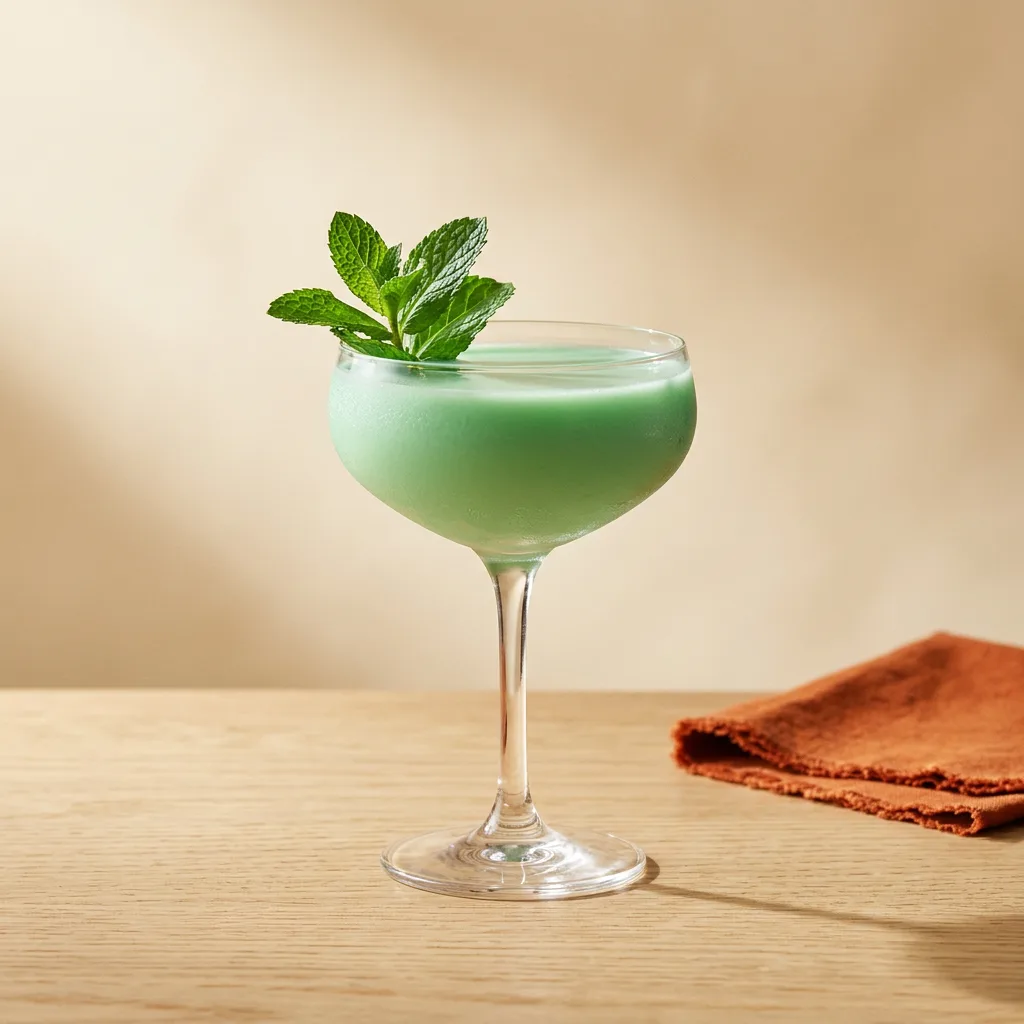 Grasshopper cocktail in a coupe glass
