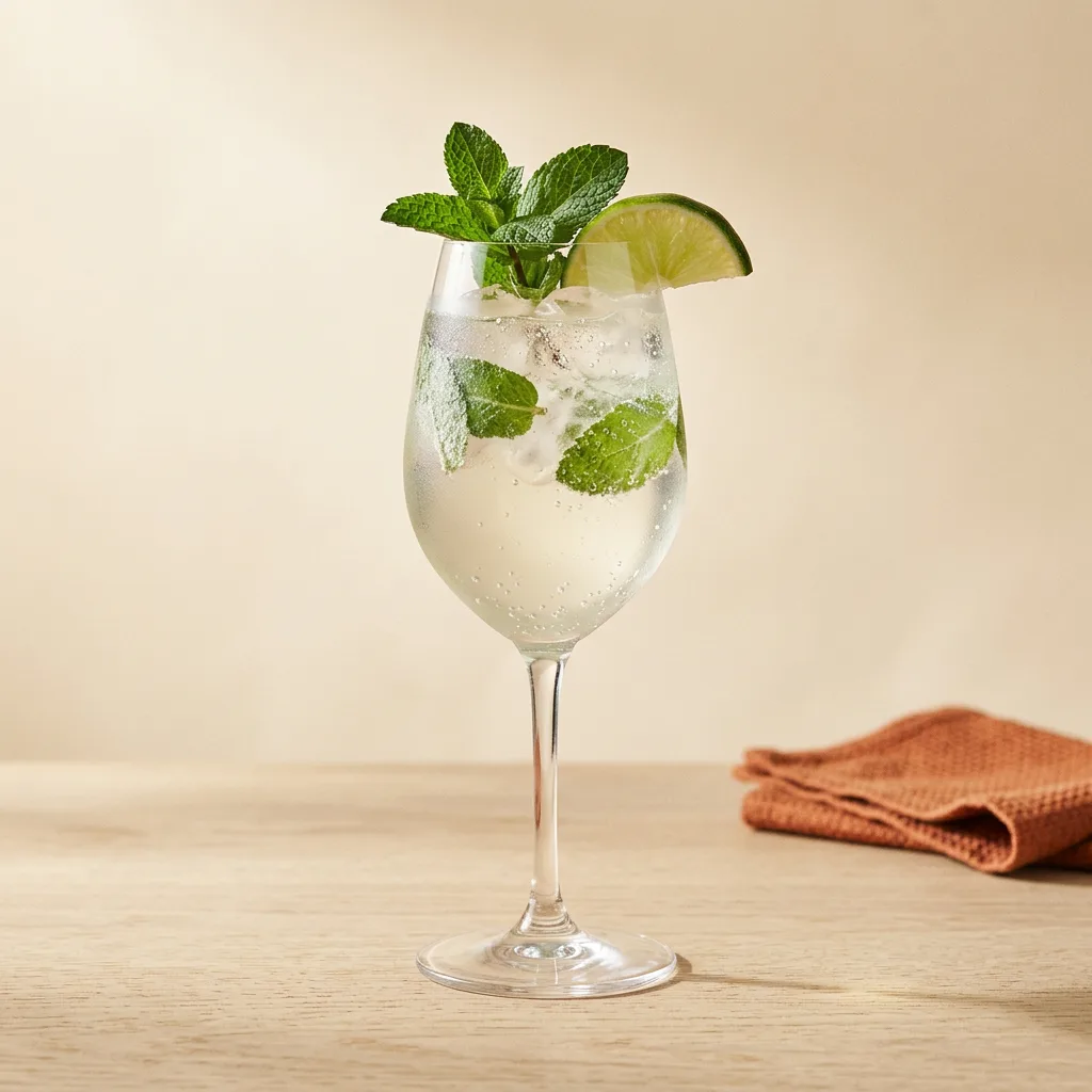 Hugo Spritz cocktail in a wine glass