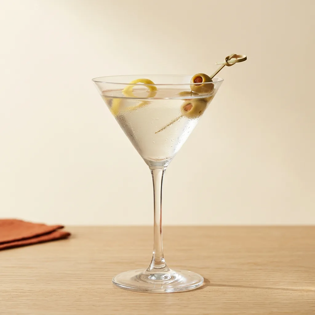 Dry Martini cocktail in a martini glass