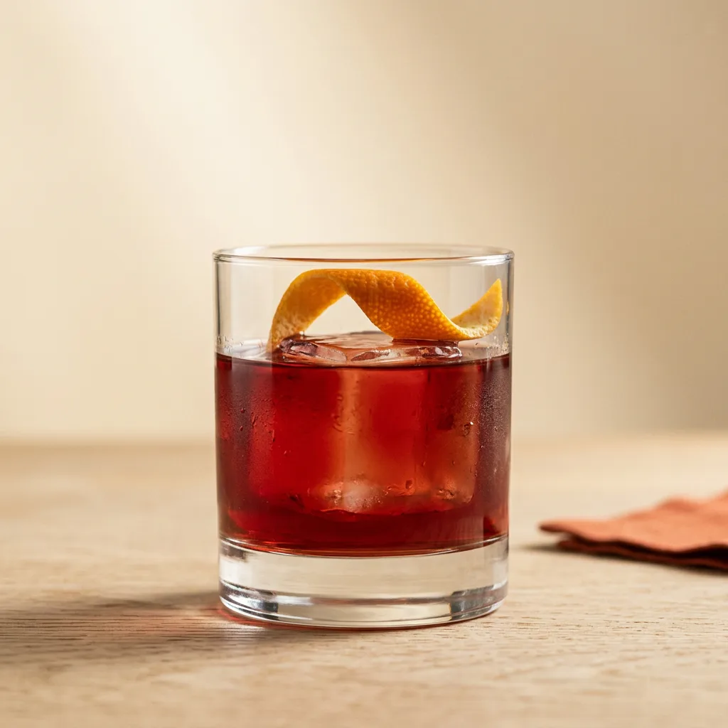 Mezcal Negroni cocktail in a rocks glass