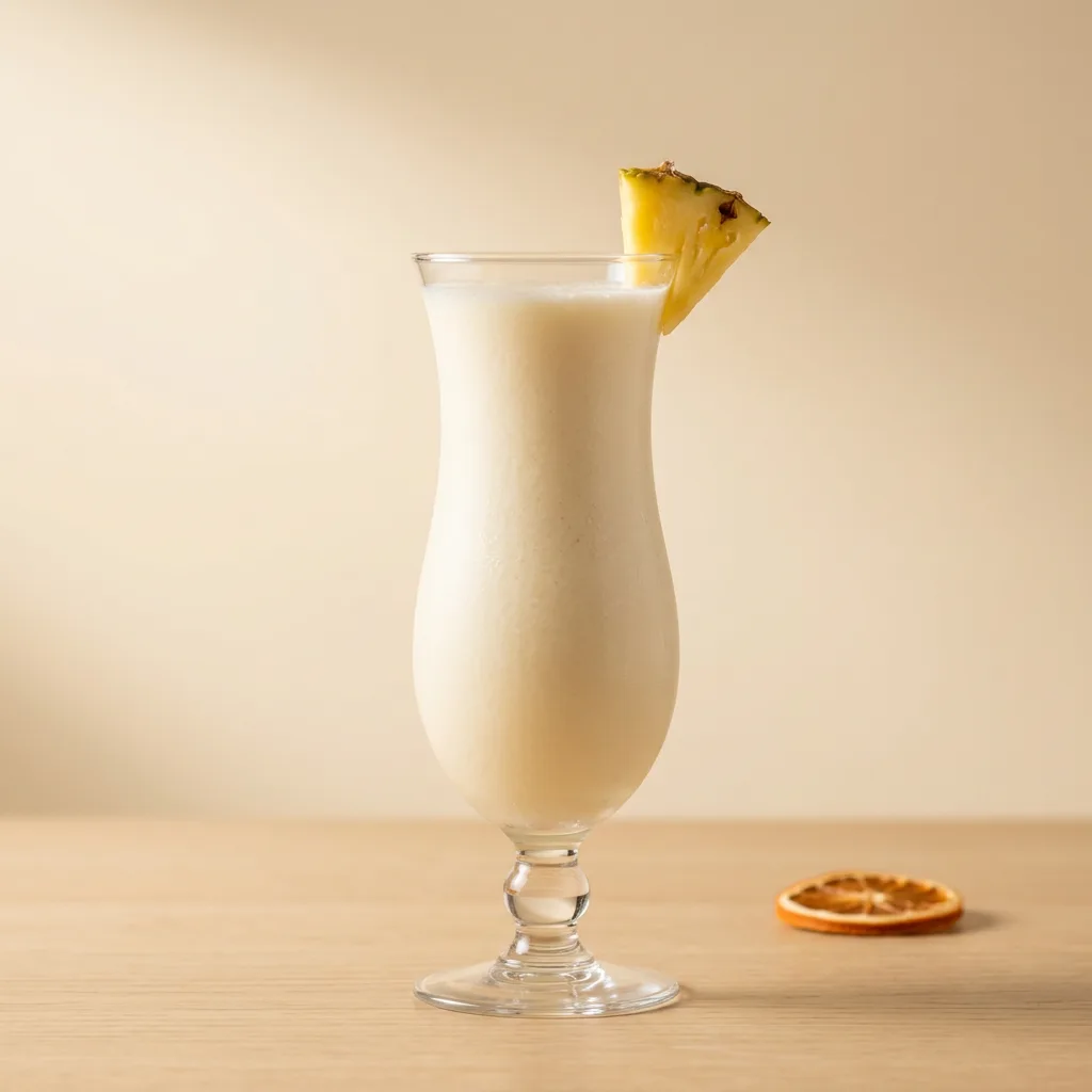 Piña Colada cocktail in a hurricane glass