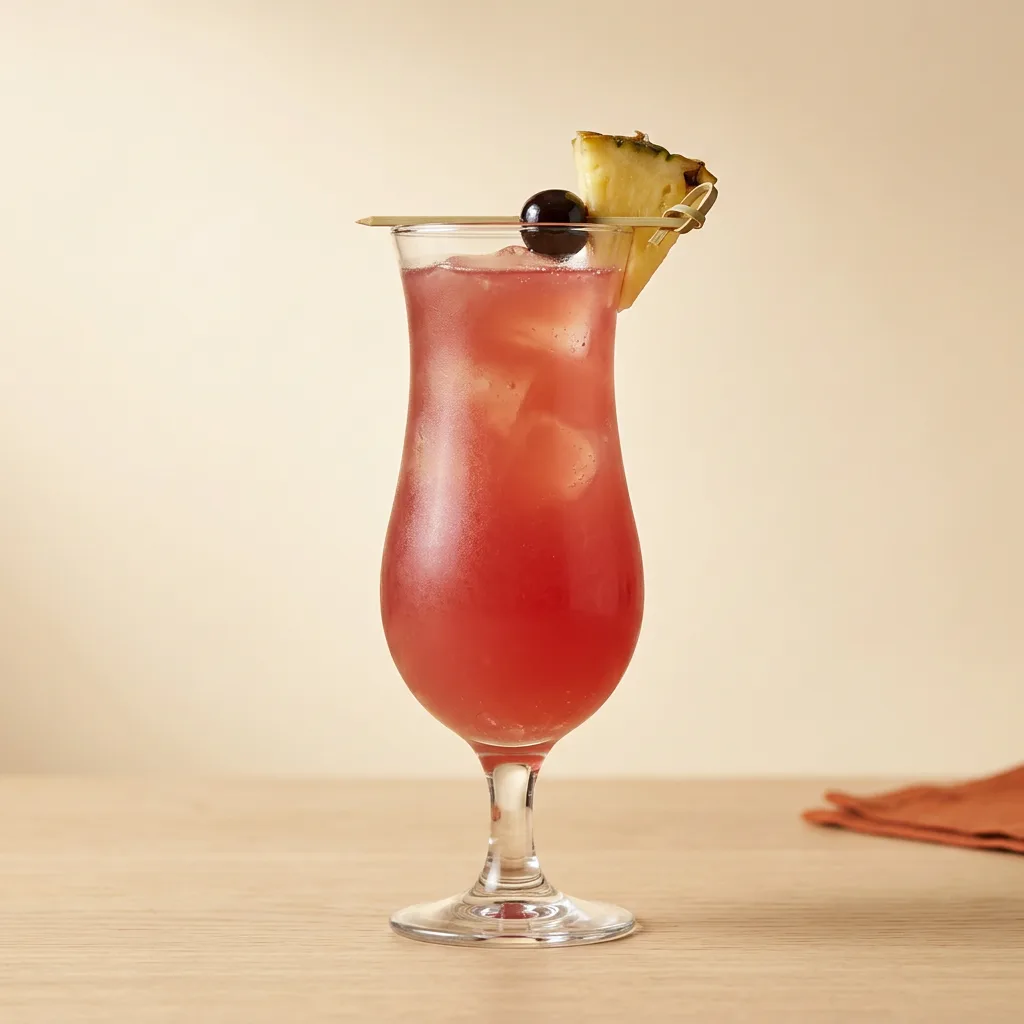 Singapore Sling cocktail in a hurricane glass