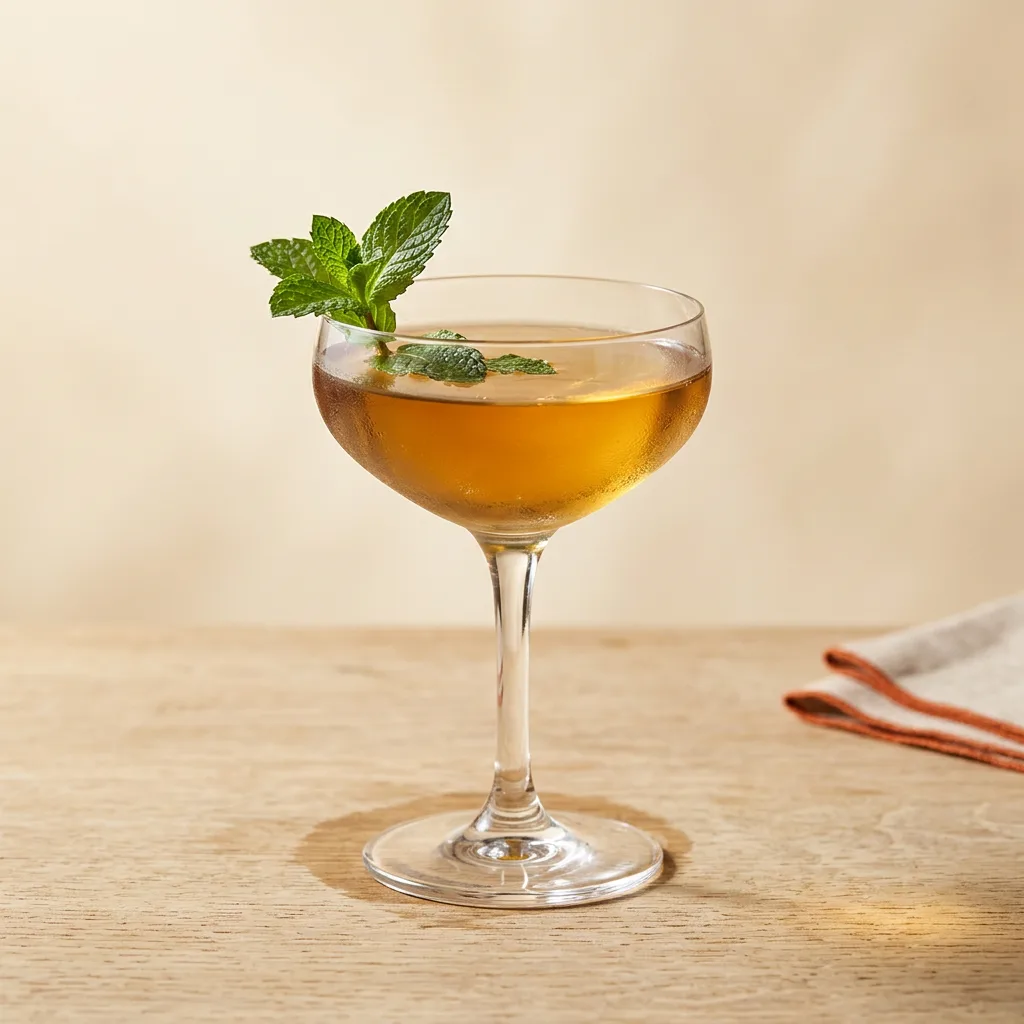 Stinger cocktail in a coupe glass