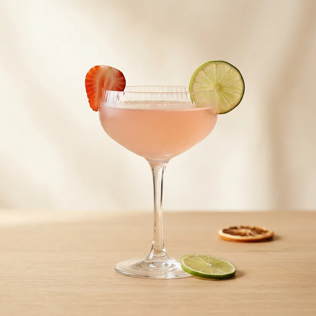 Strawberry Daiquiri cocktail in a coupe glass
