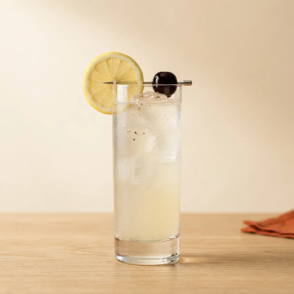 Tom Collins cocktail in a collins glass