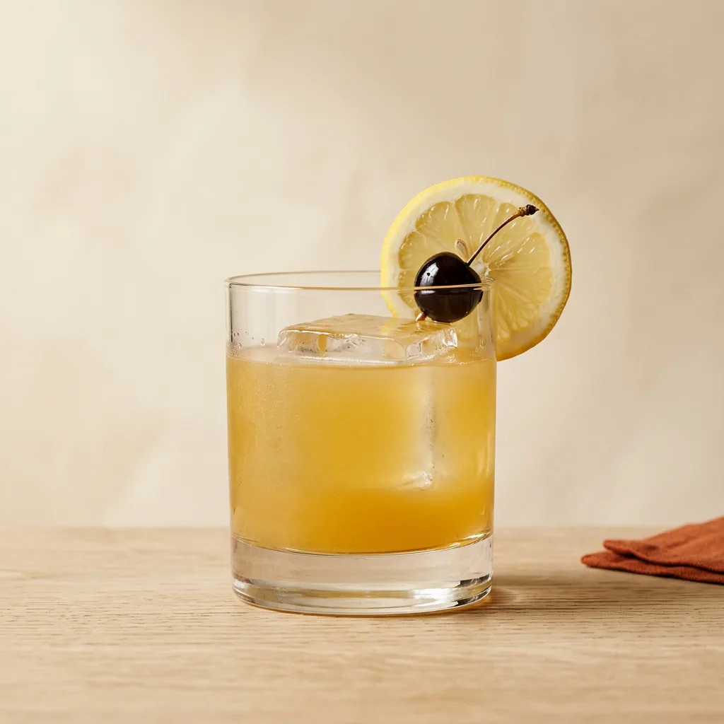 Whiskey Sour cocktail in a rocks glass
